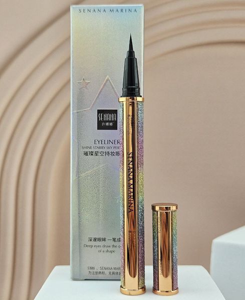 Чорний лайнер для очей підводка-фломастер Senana Marina Eyeliner Shine Starry Sky Persistent 0.8 мл 2235884278 фото