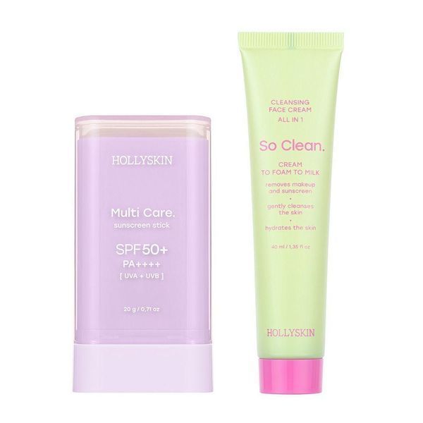 Набор для лица HOLLYSKIN: Солнцезащитный сток для лица Multi Care SPF 50+ и Крем для очищения кожи лица So Clean 0526h фото