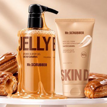 Набір косметики для догляду за тілом Mr. Scrubber Jelly Bubbles Salted Caramel 2 в 1 (гель для душу, крем-гель для тіла) CS3000600-ID3232598590 фото