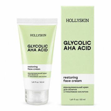 Відновлювальний крем для обличчя з гліколевою кислотою HOLLYSKIN Glycolic AHA Acid Face Cream, 50 ml 0213h фото