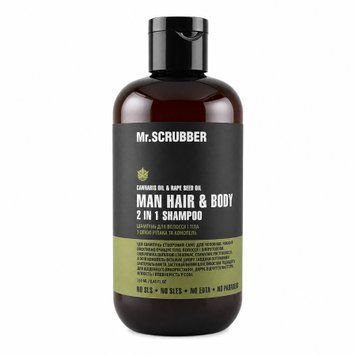 Шампунь для тела и волос с маслом рапса и конопли Mr. Scrubber Man Hair & Body Shampoo 2 in 1 250 мл 146 фото
