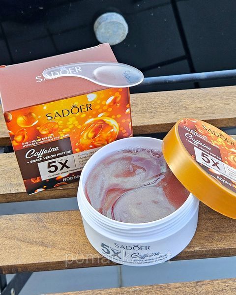 Гідрогелеві патчі для очей з кофеїном і пептидом зміїної отрути Sadoer 5X Caffeine Snake Venom Peptide Firming Eye Mask 100 г 80 шт K76562434-ID3149342327 фото